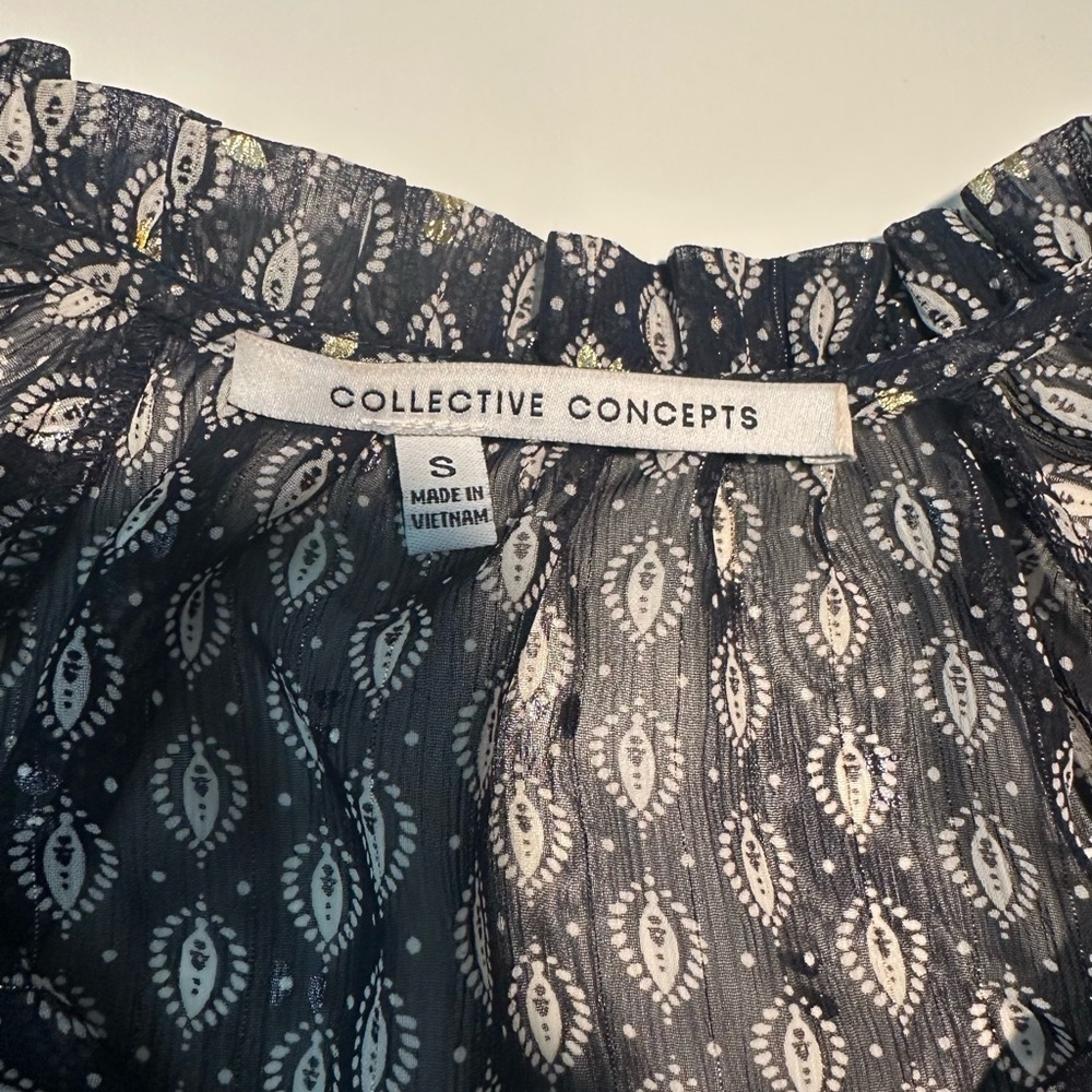 collective concept gold and black shell blouse Size Small - Picture 3 of 6
